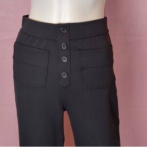 Halara High Waisted Button Front Straight Leg Casual Pants Black Small Tall